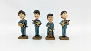 Vintage Set Of 4 Beatles Bobblehead Nodder Cake Toppers 4 " Tall Mccartney Lennon