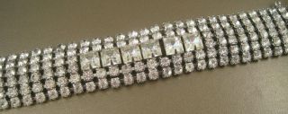 Vintage Weiss Clear Rhinestone 6 Row Bracelet