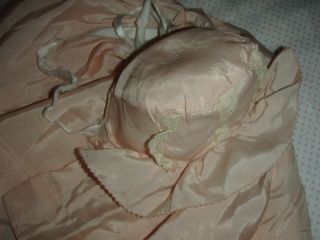 Vtg Pink Satin Baby Doll Coat & Frilly Bonnet Dydee Doll Tiny Tears 15 - 16 