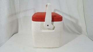 Vintage 1985 Coleman Lil Oscar Lunch Box 5272 Mini Cooler Handle White and Red 2