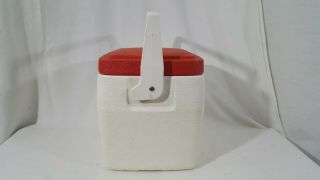 Vintage 1985 Coleman Lil Oscar Lunch Box 5272 Mini Cooler Handle White and Red 4