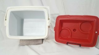 Vintage 1985 Coleman Lil Oscar Lunch Box 5272 Mini Cooler Handle White and Red 6