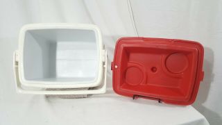 Vintage 1985 Coleman Lil Oscar Lunch Box 5272 Mini Cooler Handle White and Red 7