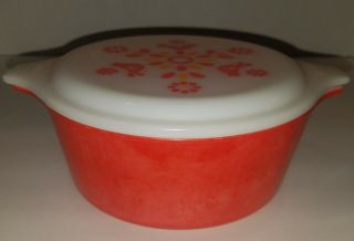 Vintage Pyrex Red Bowl With Lid Friendship Pattern 472