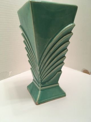 Vintage Mccoy Art Deco 9 " Green Vase 1930s Era