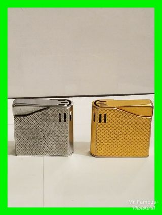 2x Vintage Rare Maruman Halley 22k Gold Plated & Silver Lighter Classic