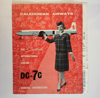 Caledonian Airways Scottish Airlines DC - 7C Brochure Ephemera Flight Vintage 60s 2