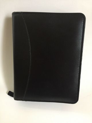 Vtg Franklin Quest Covey Pocket Black Leather Zipper Binder Organizer Planner