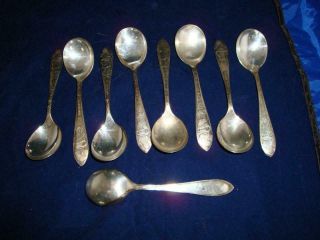 Vintage Set Of 9 Branford Silver Plate Mickey Mouse Childs Spoons