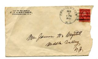 Vintage Advertising Envelope Fj Castner Changewater Nj Murder Descendant? 1927