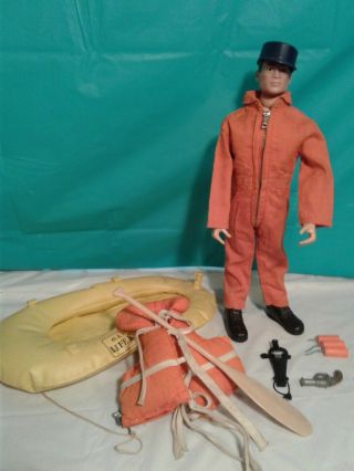 1964 Vintage Gijoe Gi Joe Pilot With Raft And Life Jacket
