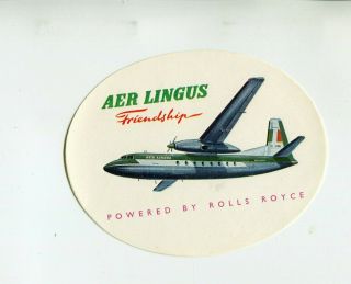 Vintage Airline Luggage Label Aer Lingus Friendship Powered By Rolls Royce