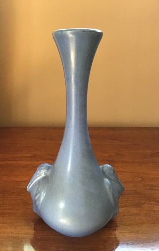 Vintage Floramics Art Pottery Matte Blue Pelican Vase Tampa Florida