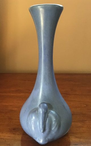 Vintage FLORAMICS Art Pottery Matte Blue Pelican Vase Tampa Florida 2