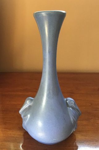 Vintage FLORAMICS Art Pottery Matte Blue Pelican Vase Tampa Florida 3