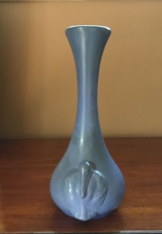 Vintage FLORAMICS Art Pottery Matte Blue Pelican Vase Tampa Florida 4
