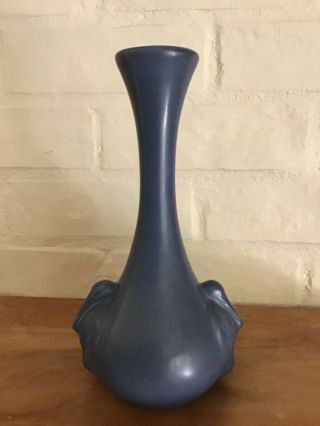 Vintage FLORAMICS Art Pottery Matte Blue Pelican Vase Tampa Florida 5