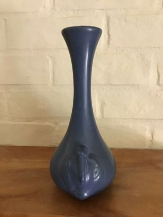 Vintage FLORAMICS Art Pottery Matte Blue Pelican Vase Tampa Florida 6