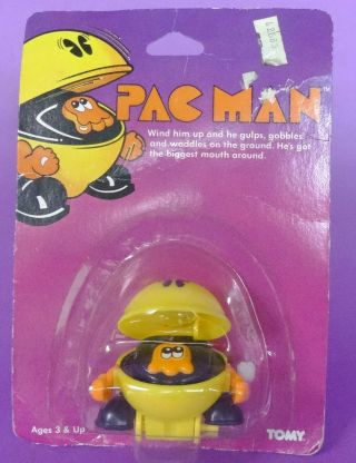Vintage Pac Man Wind Up Windup By Tomy On Card 1982