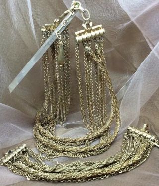 Vintage Vendome Golden Multistrand Choker Necklace & Bracelet For Minor Repair