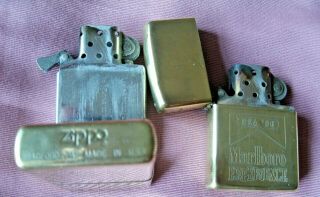 Vintage Usa Zippo Brass Lighters - 