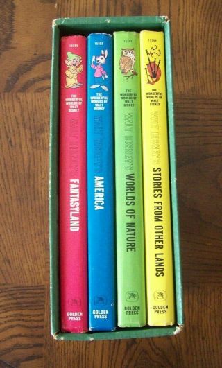 Vintage 1965 The Wonderful Worlds Of Walt Disney Golden Press 4 Volume Books Set