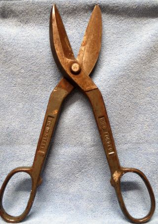 Vintage Wiss Forged A - 9 Tin Snips 12 " Long Drop Solid Steel Metal Shears,  Vgc