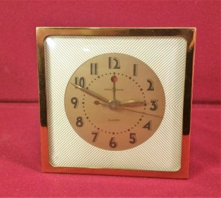 Vintage General Electric Desk/alarm Clock Art Deco Brass 5 " X5 " Parts/repair