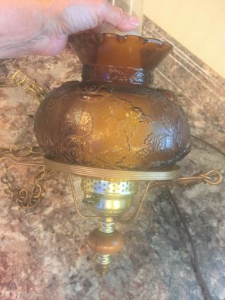 Vintage Hanging Swag Gone With The Wind Hurricane Lamp Amber 16 