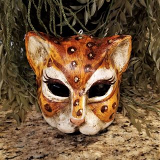Vintage Balocoloc Venetian Leopard Cat Masquerade Mask Wall Art Venice