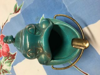 Vintage Treasure Craft Ashtray Tiki Big Mouth Native Turquoise Ceramic