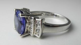 Vintage Silver Cocktail Ring / Purple CZ / Art Deco Style 2