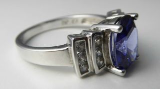Vintage Silver Cocktail Ring / Purple CZ / Art Deco Style 3