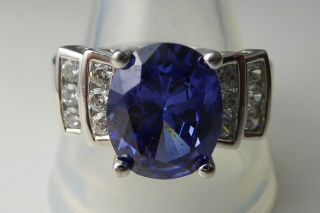 Vintage Silver Cocktail Ring / Purple CZ / Art Deco Style 4
