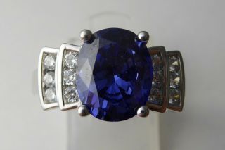 Vintage Silver Cocktail Ring / Purple CZ / Art Deco Style 6
