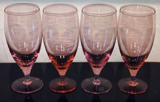 Vintage 4 Mikasa Rose Pink 7 5/8” Ice Tea Glasses