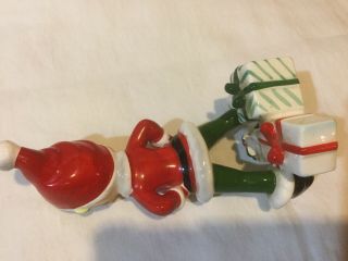 Vintage Josef Originals Pixie Elf Santa Figurine,  Christmas Holiday Sprite 6.  5” 5