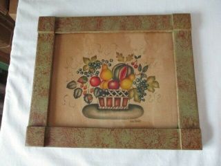 Vintage Signed Fruit Basket Theorem Painting Jean Henry Folk Art