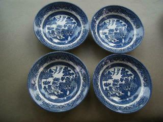 Vintage Churchill England Blue Willow Soup/salad/cereal Bowl 8 " Set Of 4