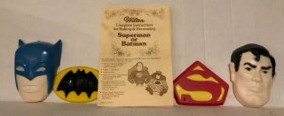 1977 Wilton Superman Batman Cake Topper Dc Comics Plastic Vintage Hero Htf