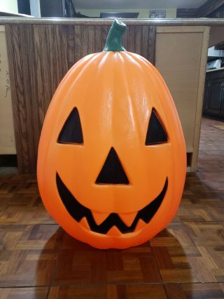 Vintage 23 " Pumpkin Jack O Lantern Halloween Blow Mold Yard Decor.