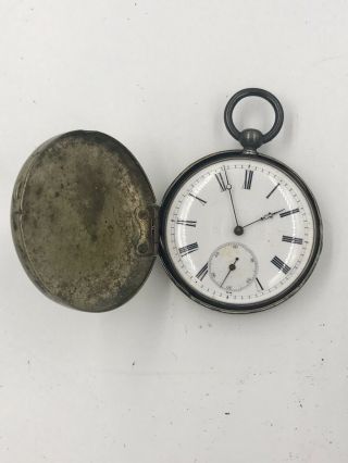 Antique Key Wind Pocket Watch Coin Silver Case Key Vintage Not