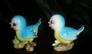 Vintage Lefton Norcrest Bluebird Bluebirds Anthropomorphic Salt Pepper Shakers 7