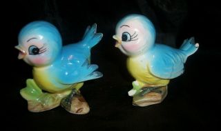 Vintage Lefton Norcrest Bluebird Bluebirds Anthropomorphic Salt Pepper Shakers 8