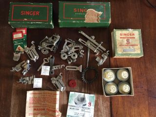 Antique Vintage Singer Sewing Machine Parts Feet,  Stitch Patterns,  Bobbins