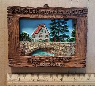Vintage German 3 - D Hand - Crafted Wood Hanging Wall Scene - Dated 1979 2