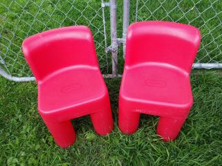 2 Vintage Little Tikes Child Size Chunky Red Chairs - Tall Back