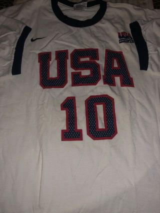 Nike Vtg Usa Basketball Kobe Bryant Ringer T Shirt Rare Lrg Black Mamba Lakers