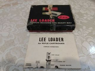 Vintage Lee Loader Reloading Tool For Rifle Cartridges And Directions