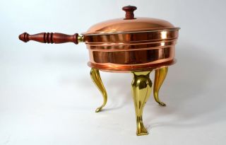 Euc Vintage Copper Chafing Dish Doubler Boiler With Stand